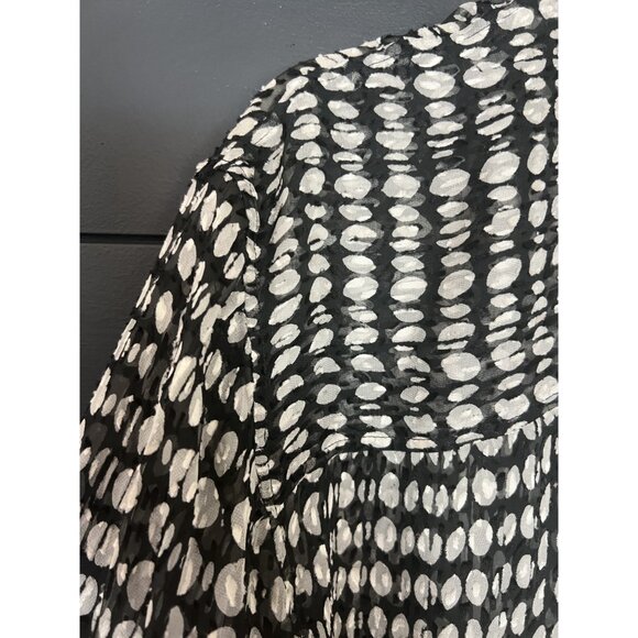 Theory Weekender Black White Polka Dot Blouse - Silk Button Down - Picture 6 of 8